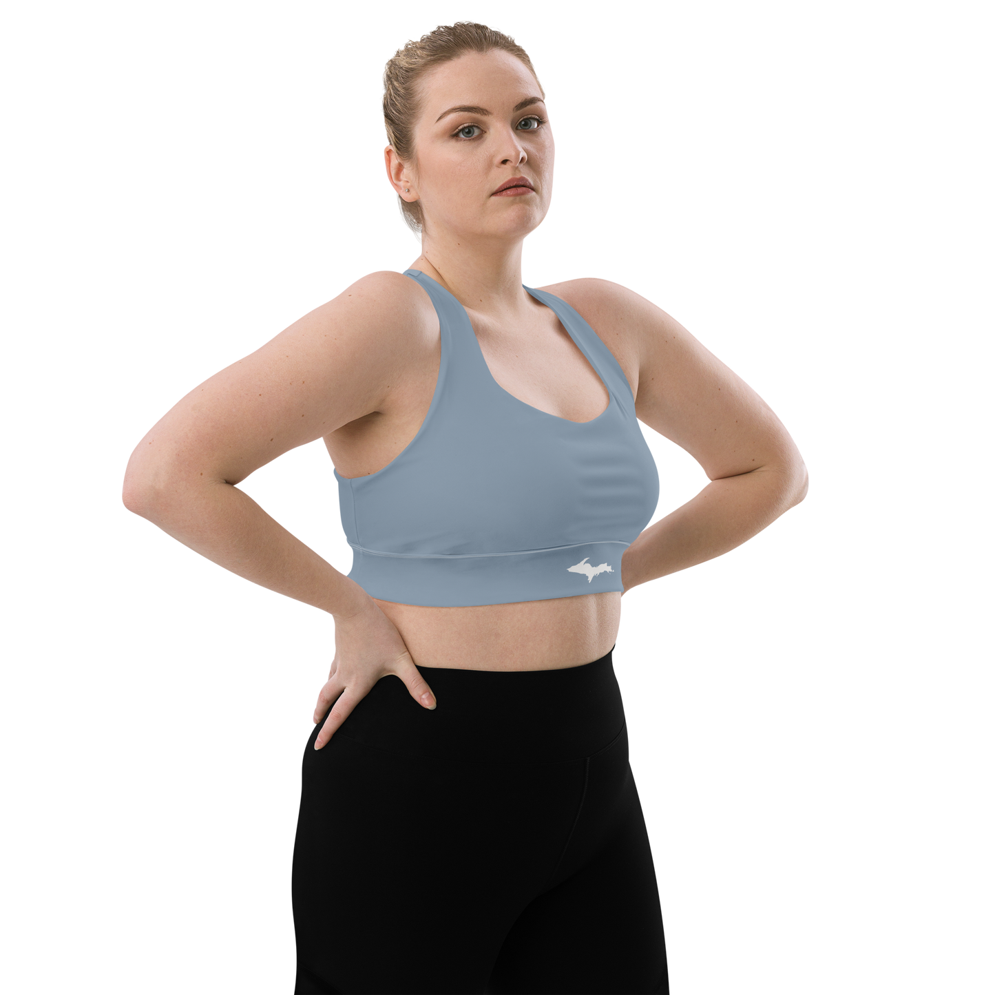 Michigan Upper Peninsula Longline Sports Bra (w/ UP Outline) | B-24 Grey