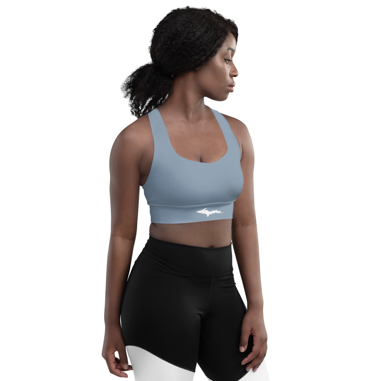 Michigan Upper Peninsula Longline Sports Bra (w/ UP Outline) | B-24 Grey