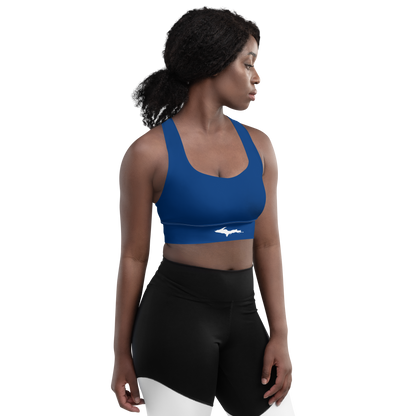 Michigan Upper Peninsula Longline Sports Bra (w/ UP Outline) | Dearborn Blue