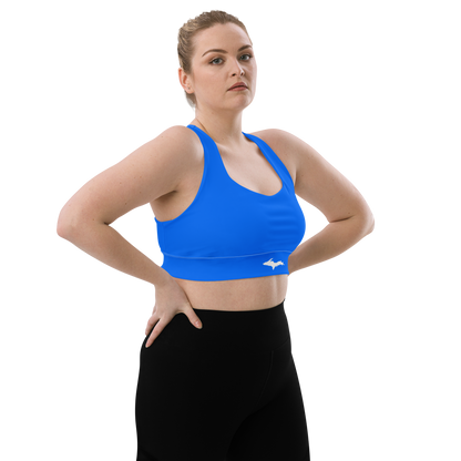 Michigan Upper Peninsula Longline Sports Bra (w/ UP Outline) | Motor Town Blue