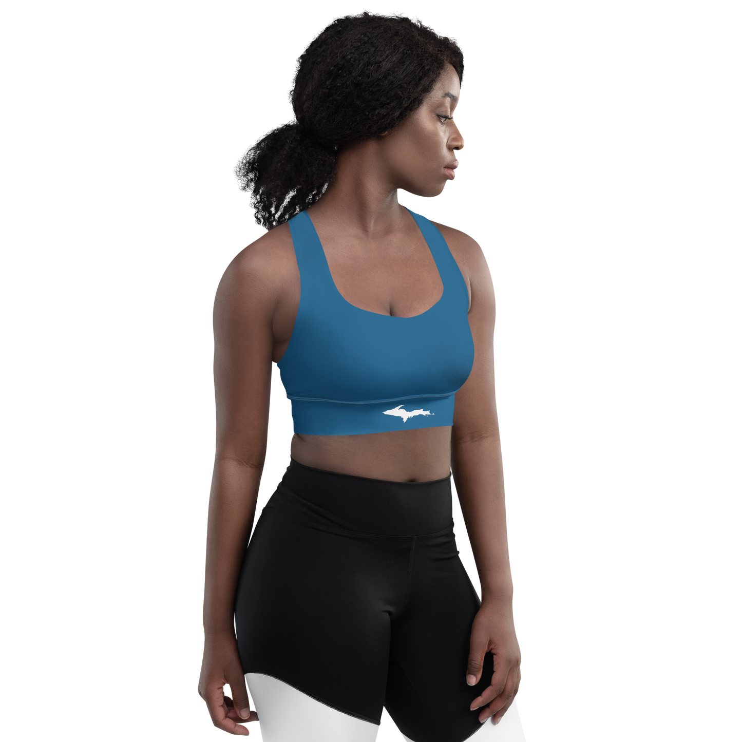 Michigan Upper Peninsula Longline Sports Bra (w/ UP Outline) | Blueberry