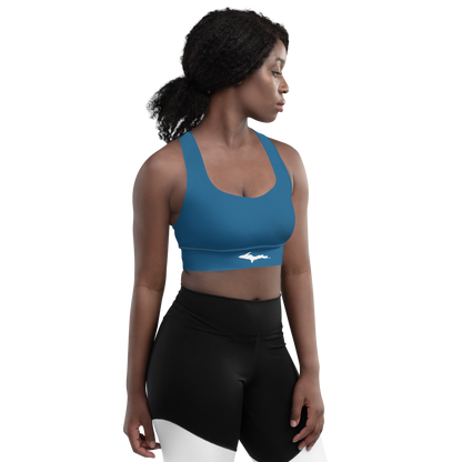 Michigan Upper Peninsula Longline Sports Bra (w/ UP Outline) | Blueberry