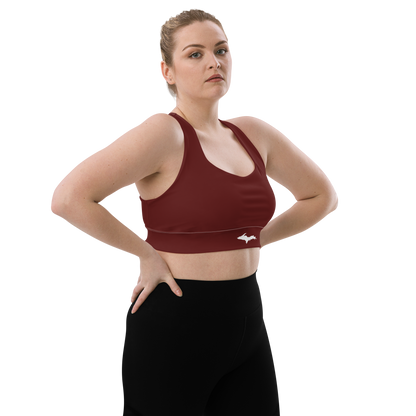 Michigan Upper Peninsula Longline Sports Bra (w/ UP Outline) | Cherrywood Color