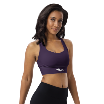 Michigan Upper Peninsula Longline Sports Bra (w/ UP Outline) | Blackcurrant