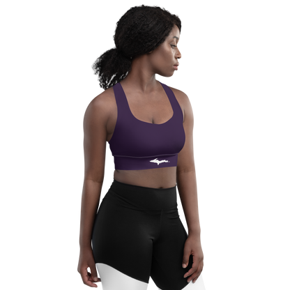 Michigan Upper Peninsula Longline Sports Bra (w/ UP Outline) | Blackcurrant