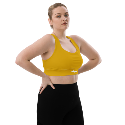 Michigan Upper Peninsula Longline Sports Bra (w/ UP Outline) | Gold