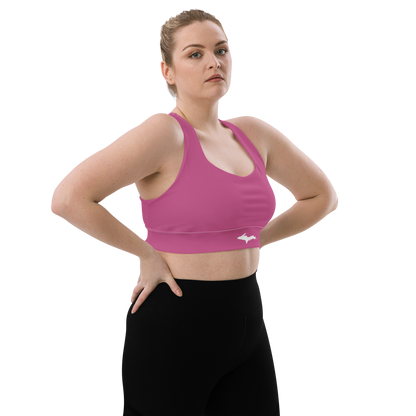 Michigan Upper Peninsula Longline Sports Bra (w/ UP Outline) | Apple Blossom Pink