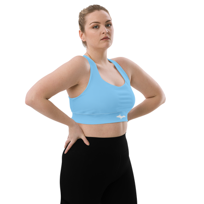 Michigan Upper Peninsula Longline Sports Bra (w/ UP Outline) | DTW Blue