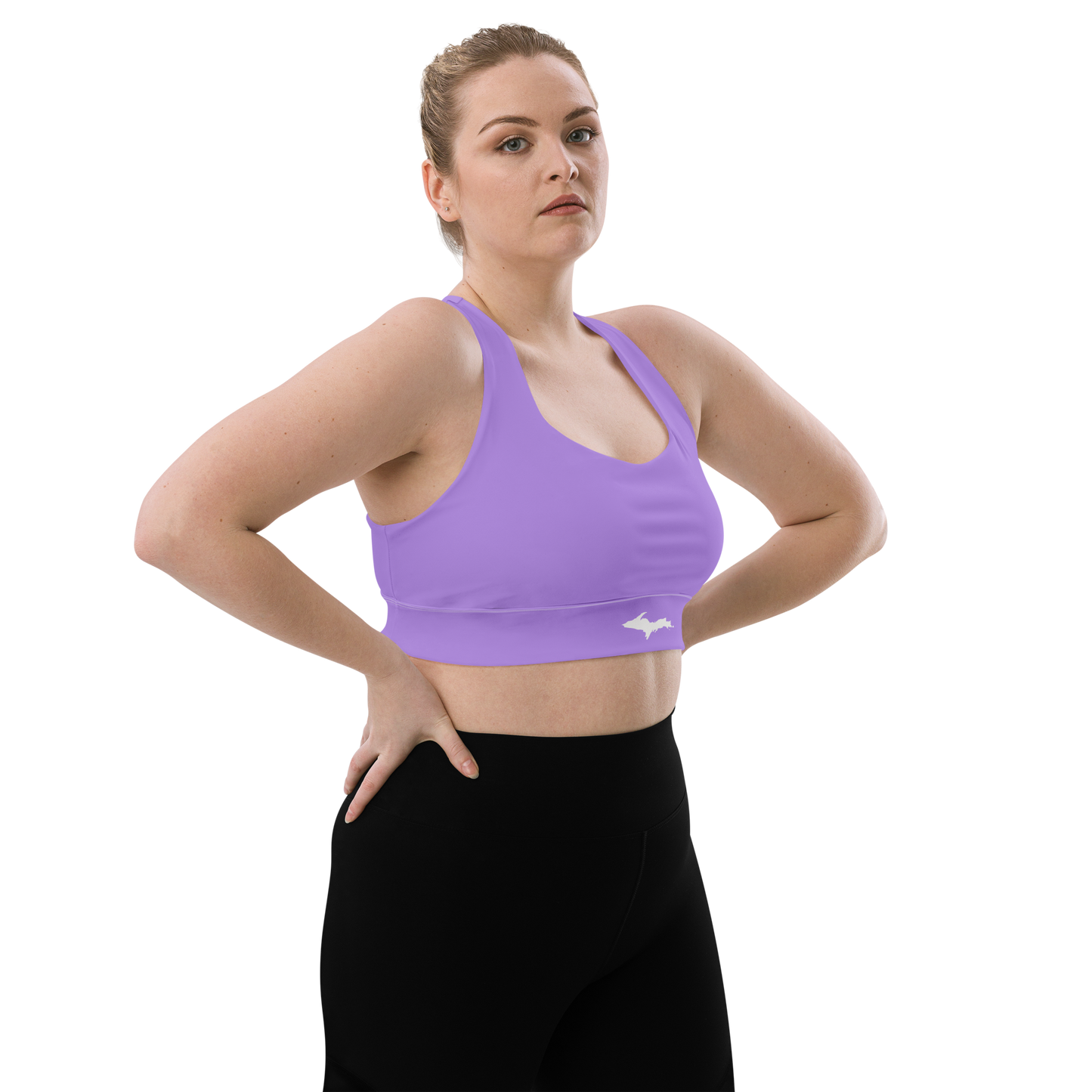 Michigan Upper Peninsula Longline Sports Bra (w/ UP Outline) | Lavender