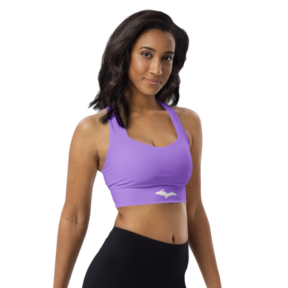 Michigan Upper Peninsula Longline Sports Bra (w/ UP Outline) | Lavender