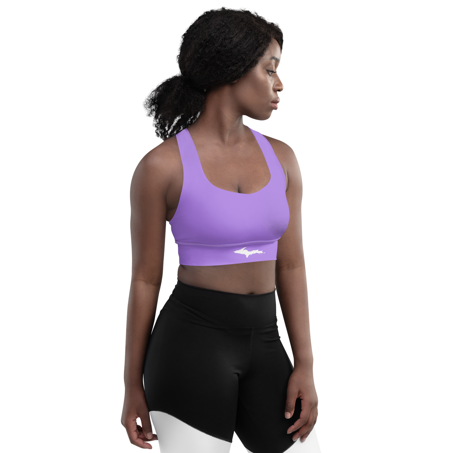 Michigan Upper Peninsula Longline Sports Bra (w/ UP Outline) | Lavender