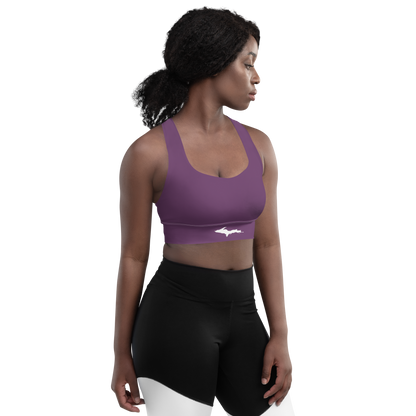 Michigan Upper Peninsula Longline Sports Bra (w/ UP Outline) | Plum