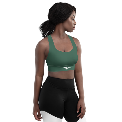 Michigan Upper Peninsula Longline Sports Bra (w/ UP Outline) | Ginger Ale Green