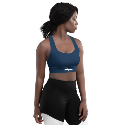 Michigan Upper Peninsula Longline Sports Bra (w/ UP Outline) | Navy