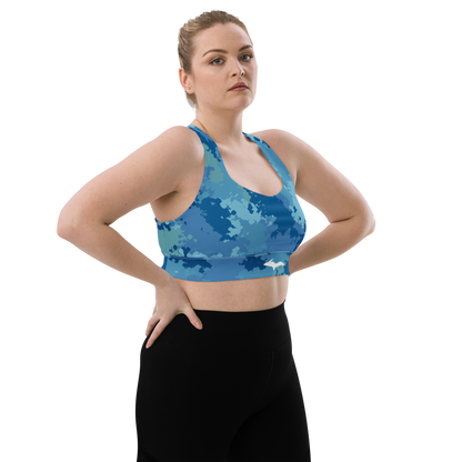 Michigan Upper Peninsula Longline Sports Bra (w/ UP Outline) | Great Lakes Camo