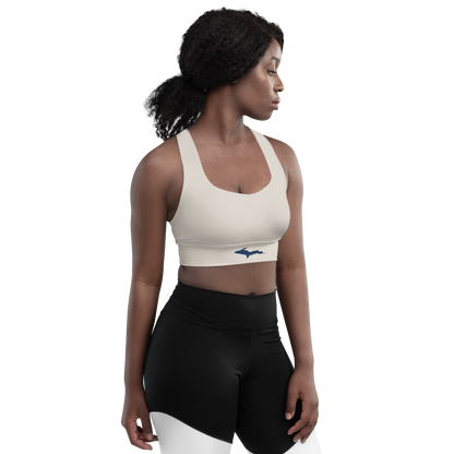 Michigan Upper Peninsula Longline Sports Bra (w/ UP Outline) | Canvas Color