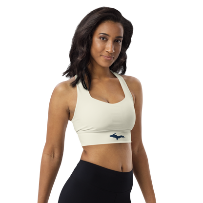 Michigan Upper Peninsula Longline Sports Bra (w/ UP Outline) | Ivory White