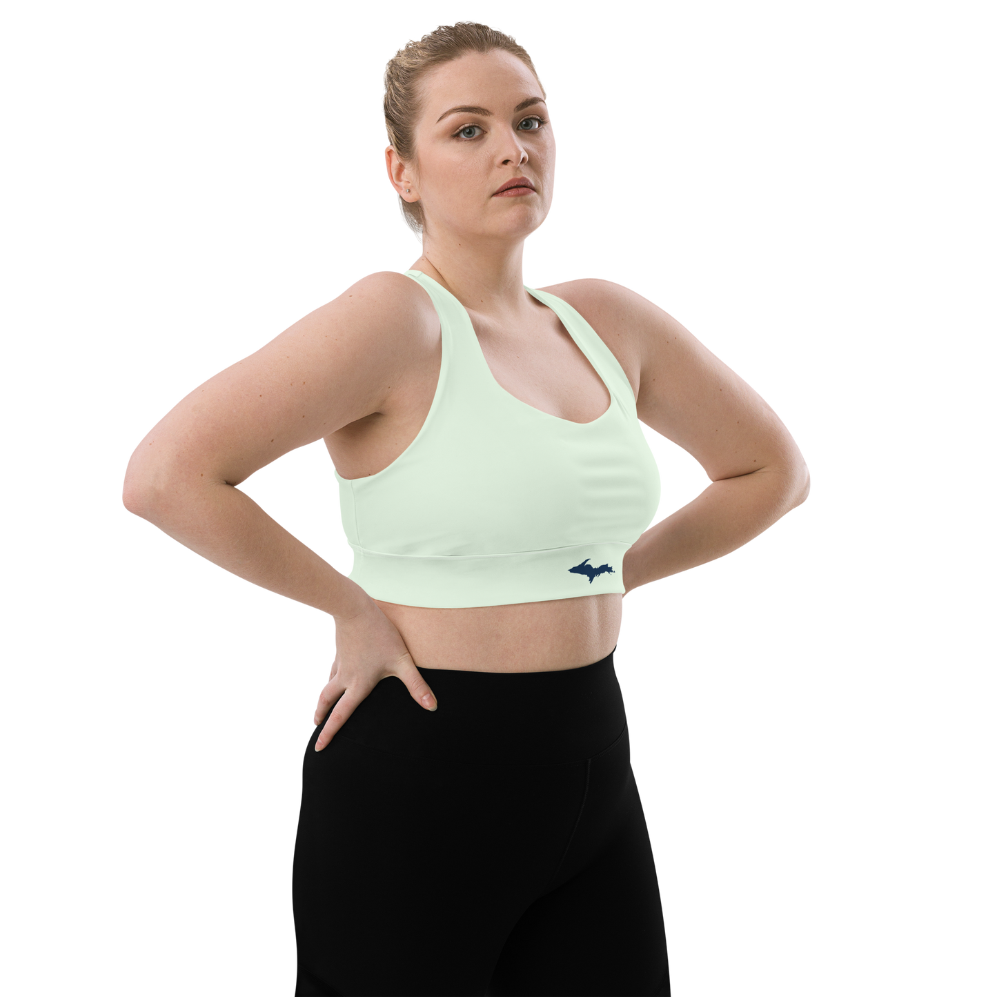 Michigan Upper Peninsula Longline Sports Bra (w/ UP Outline) | Dew Green