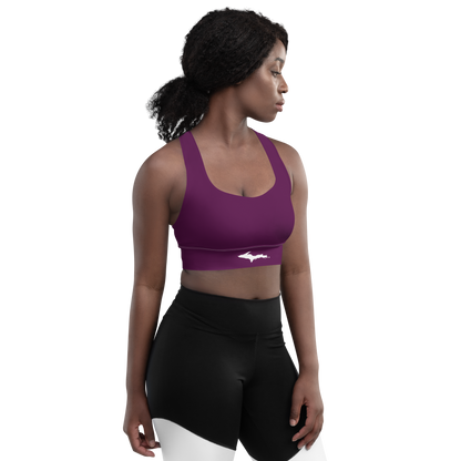 Michigan Upper Peninsula Longline Sports Bra (w/ UP Outline) | Tyrian Purple