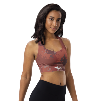 Michigan Upper Peninsula Longline Sports Bra (w/ UP Outline) | Ore Dock Camo