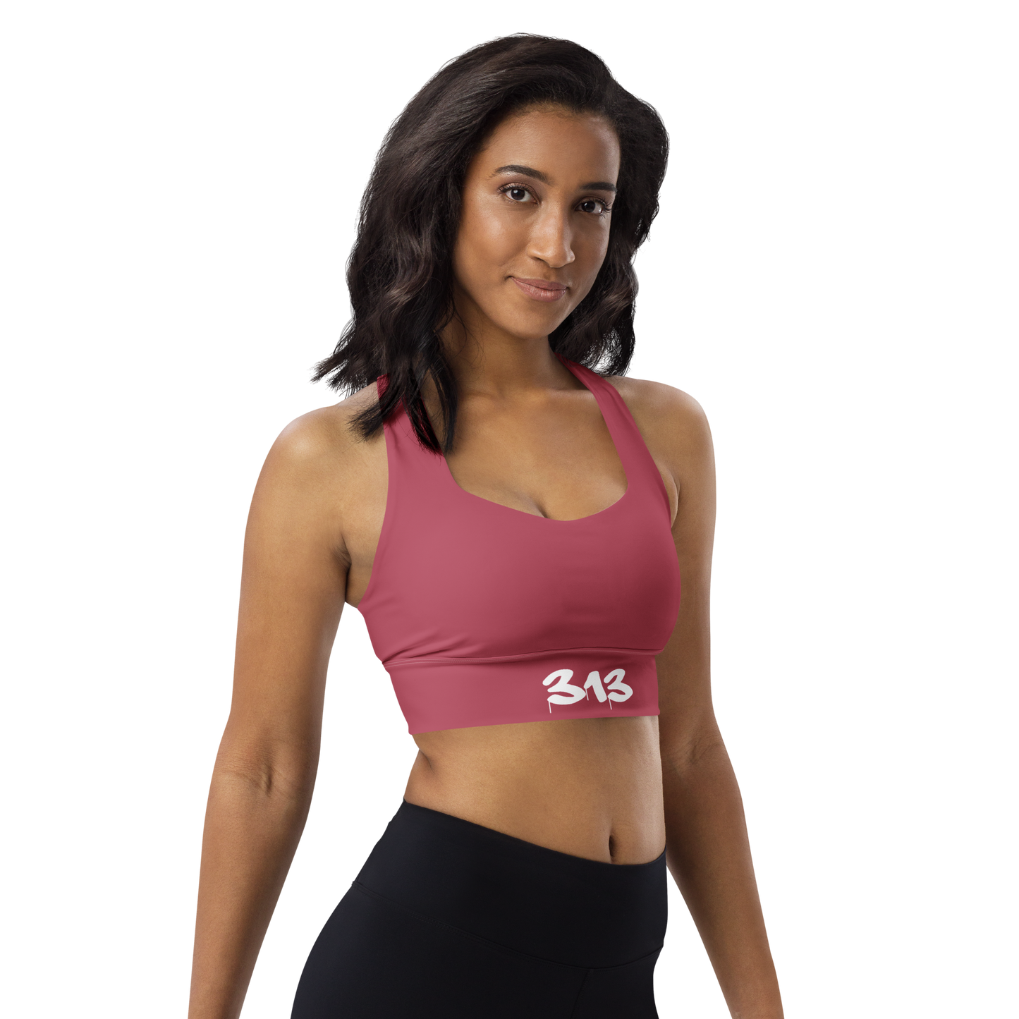 Detroit '313' Longline Sports Bra | Popstar Pink