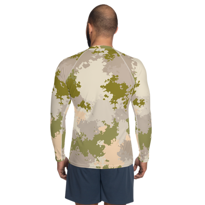 Michigan Upper Peninsula Rash Guard (w/ UP USA Flag) | Men's - Rosy Mound Camo