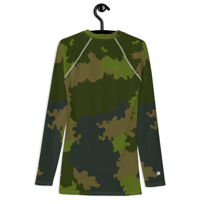 Michigan Upper Peninsula Rash Guard (w/ UP USA Flag) | Men's - Woodland Camo