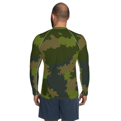 Michigan Upper Peninsula Rash Guard (w/ UP USA Flag) | Men's - Woodland Camo