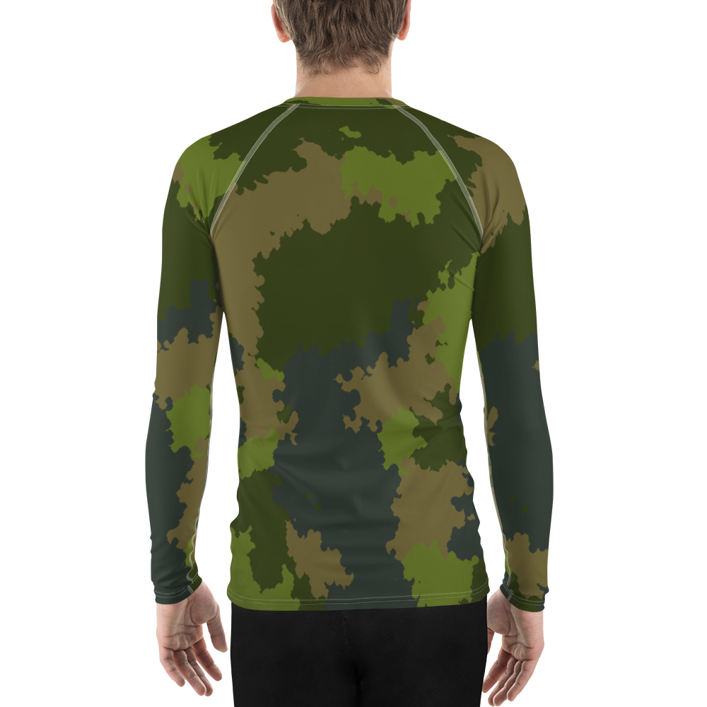 Michigan Upper Peninsula Rash Guard (w/ UP USA Flag) | Men's - Woodland Camo