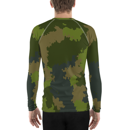 Michigan Upper Peninsula Rash Guard (w/ UP USA Flag) | Men's - Woodland Camo