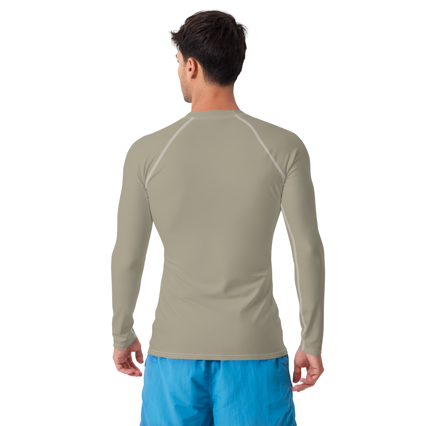 Michigan Upper Peninsula Rash Guard (w/ UP USA Flag) | Men's - Petoskey Stone Beige