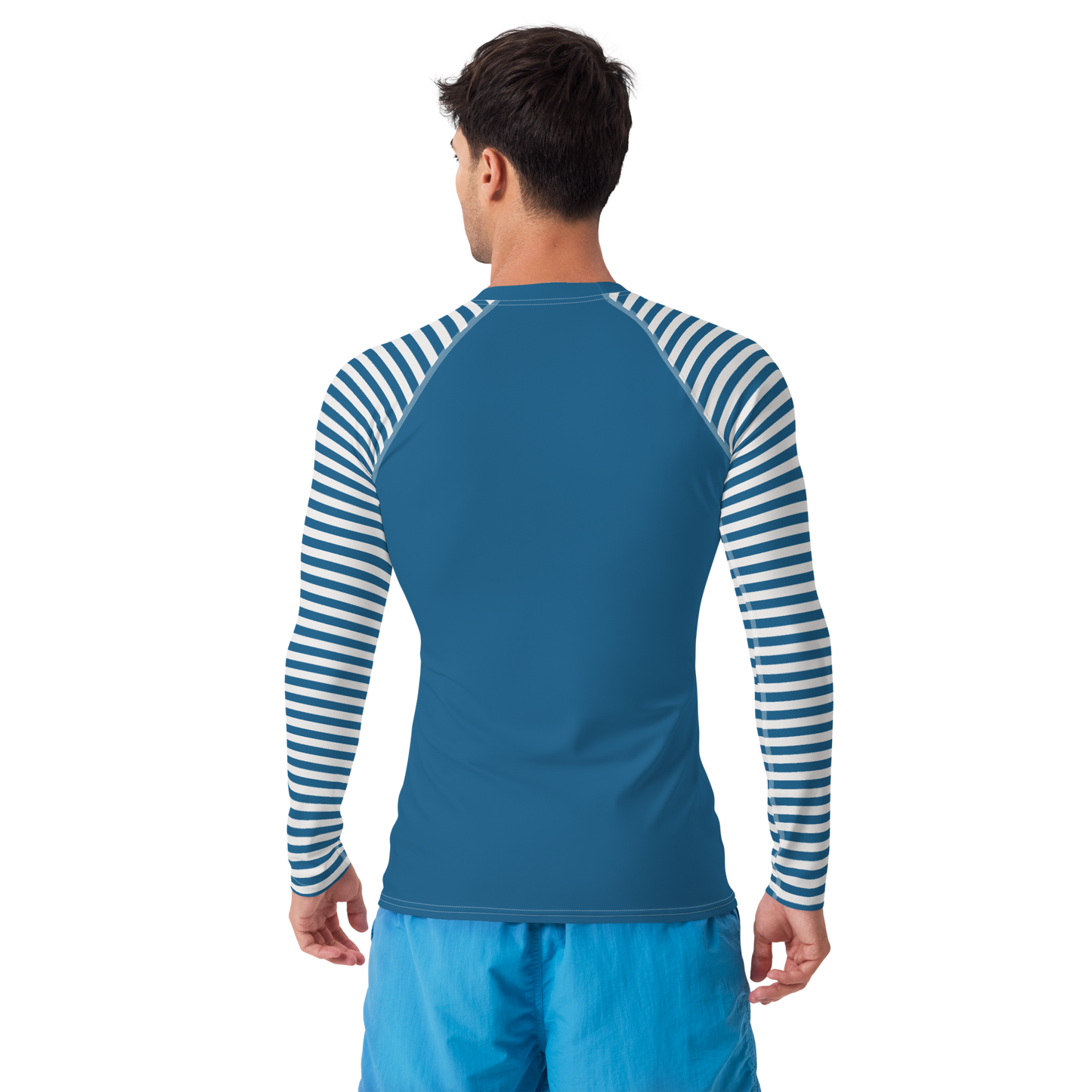 Michigan Upper Peninsula Rash Guard (w/ Stripes & UP Outline) | Men's - Blueberry