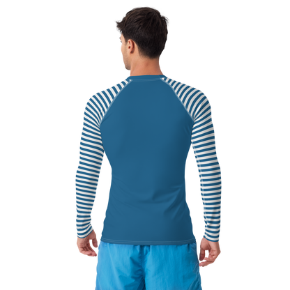 Michigan Upper Peninsula Rash Guard (w/ Stripes & UP Outline) | Men's - Blueberry