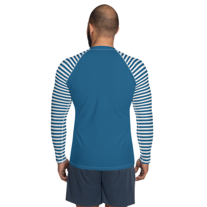 Michigan Upper Peninsula Rash Guard (w/ Stripes & UP Outline) | Men's - Blueberry