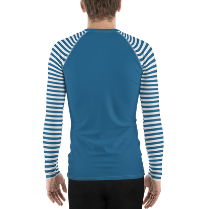 Michigan Upper Peninsula Rash Guard (w/ Stripes & UP Outline) | Men's - Blueberry