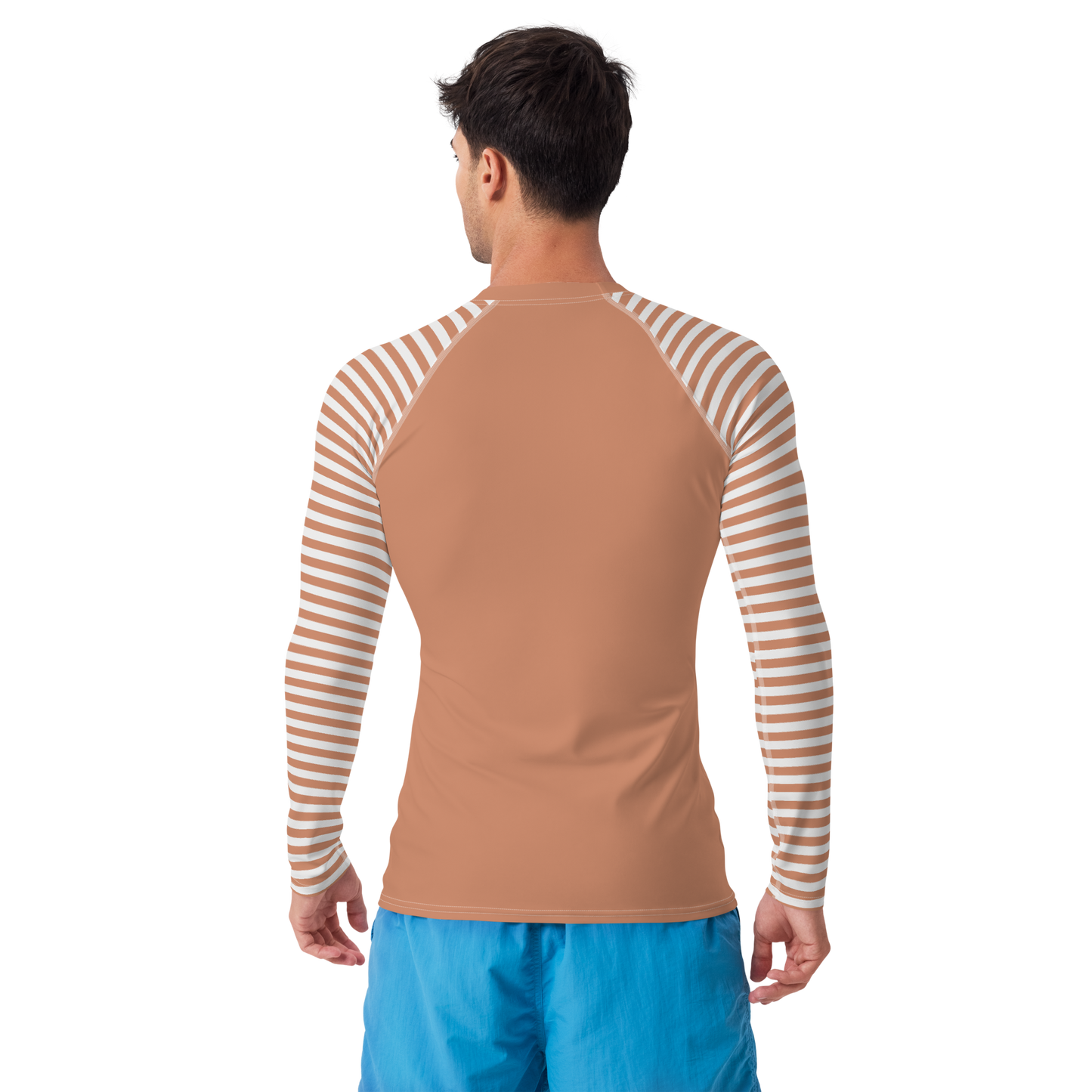 Michigan Upper Peninsula Rash Guard (Striped w/ UP Outline) | Men's - Copper Color