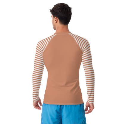 Michigan Upper Peninsula Rash Guard (Striped w/ UP Outline) | Men's - Copper Color