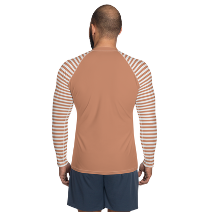 Michigan Upper Peninsula Rash Guard (Striped w/ UP Outline) | Men's - Copper Color