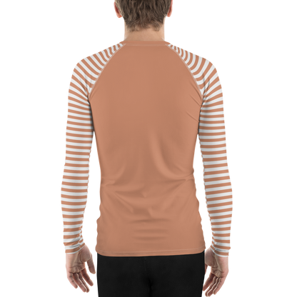 Michigan Upper Peninsula Rash Guard (Striped w/ UP Outline) | Men's - Copper Color