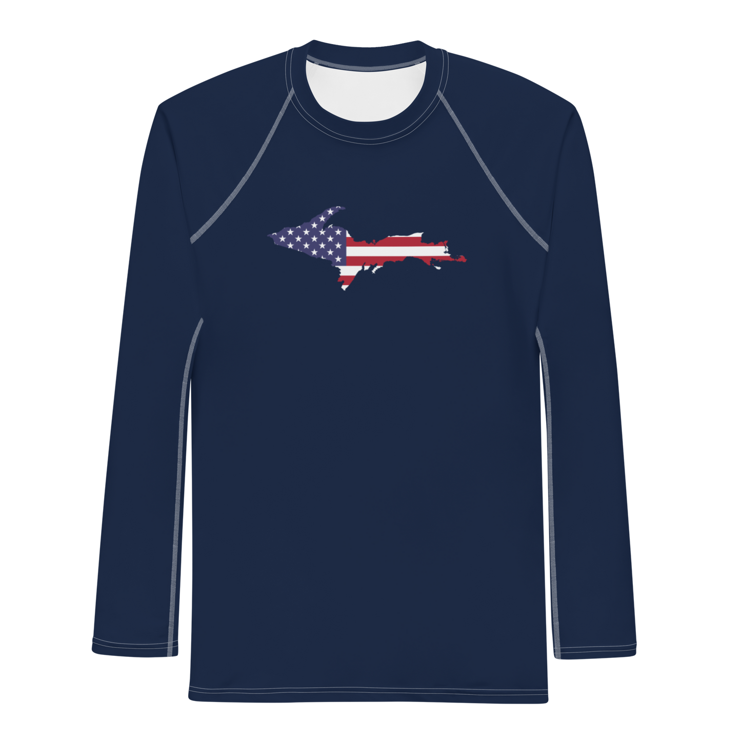 Michigan Upper Peninsula Rash Guard (w/ UP USA Flag Outline) | Men's - Navy