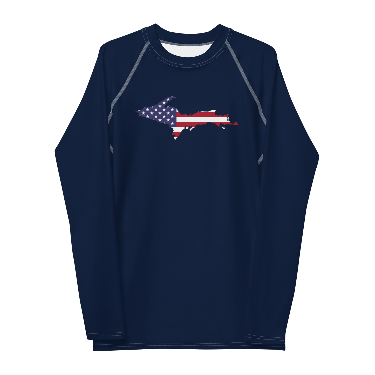 Michigan Upper Peninsula Rash Guard (w/ UP USA Flag Outline) | Men's - Navy