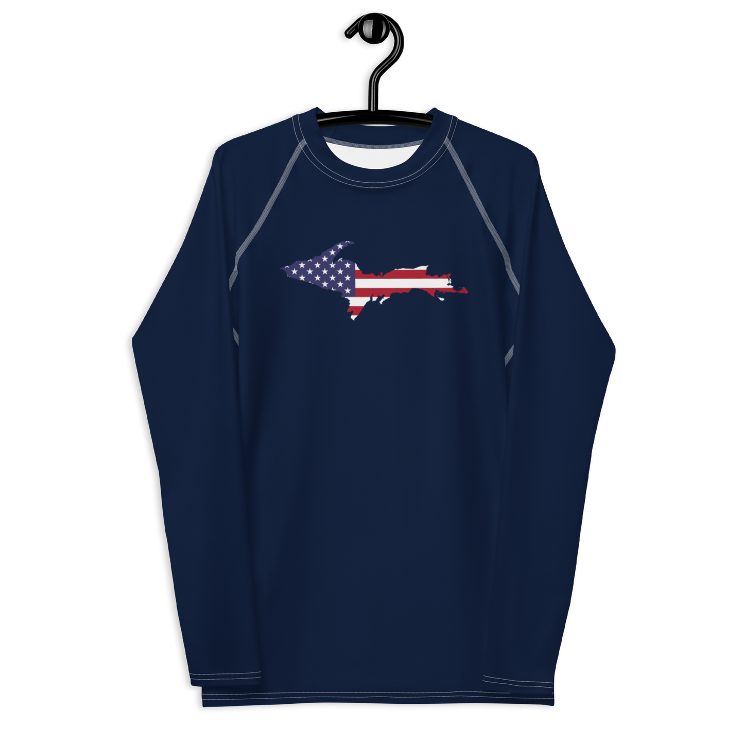 Michigan Upper Peninsula Rash Guard (w/ UP USA Flag Outline) | Men's - Navy