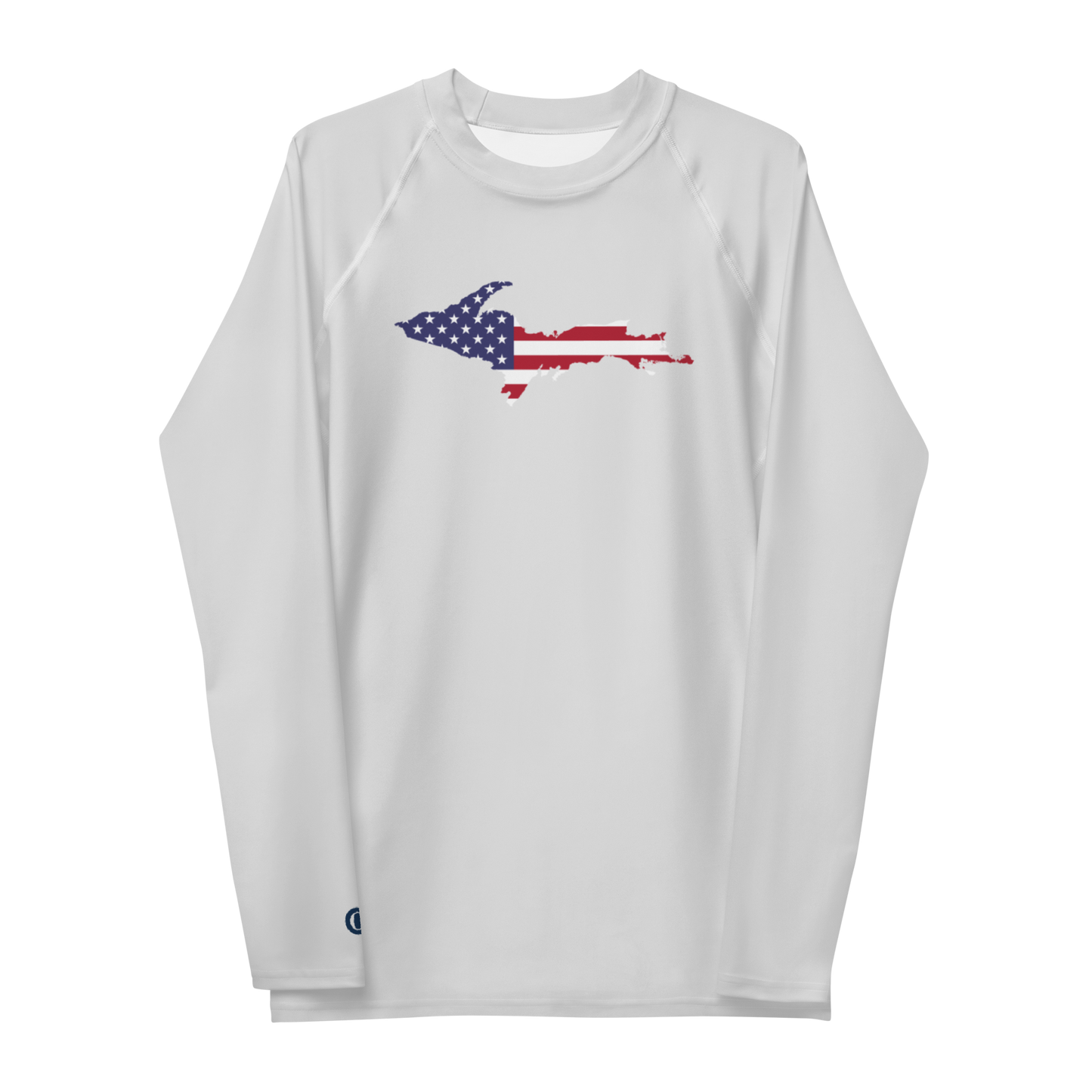 Michigan Upper Peninsula Rash Guard (w/ UP USA Flag) | Men's - Birch Bark White