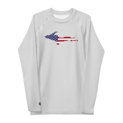 Michigan Upper Peninsula Rash Guard (w/ UP USA Flag) | Men's - Birch Bark White