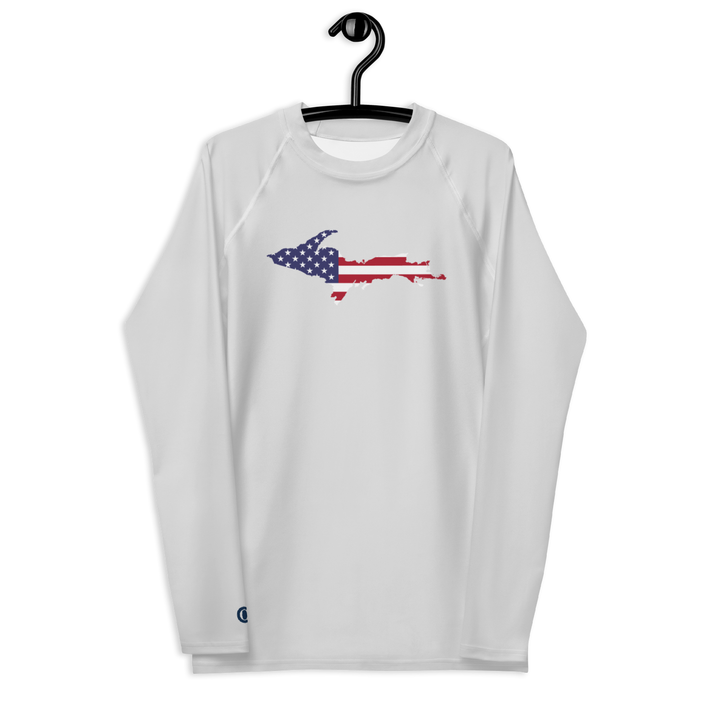 Michigan Upper Peninsula Rash Guard (w/ UP USA Flag) | Men's - Birch Bark White