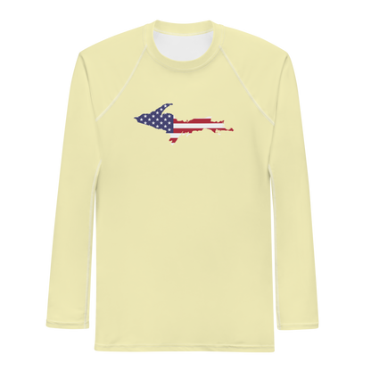 Michigan Upper Peninsula Rash Guard (w/ UP USA Flag) | Men's - Canary Yellow