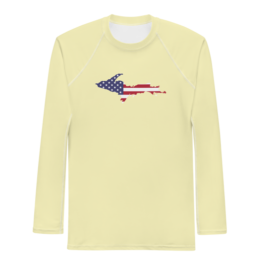 Michigan Upper Peninsula Rash Guard (w/ UP USA Flag) | Men's - Canary Yellow