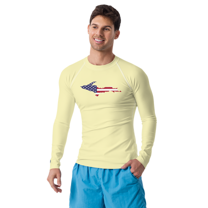 Michigan Upper Peninsula Rash Guard (w/ UP USA Flag) | Men's - Canary Yellow