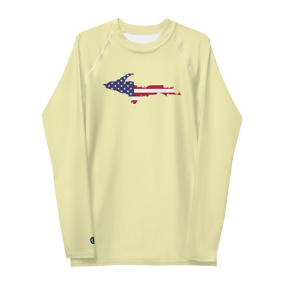 Michigan Upper Peninsula Rash Guard (w/ UP USA Flag) | Men's - Canary Yellow