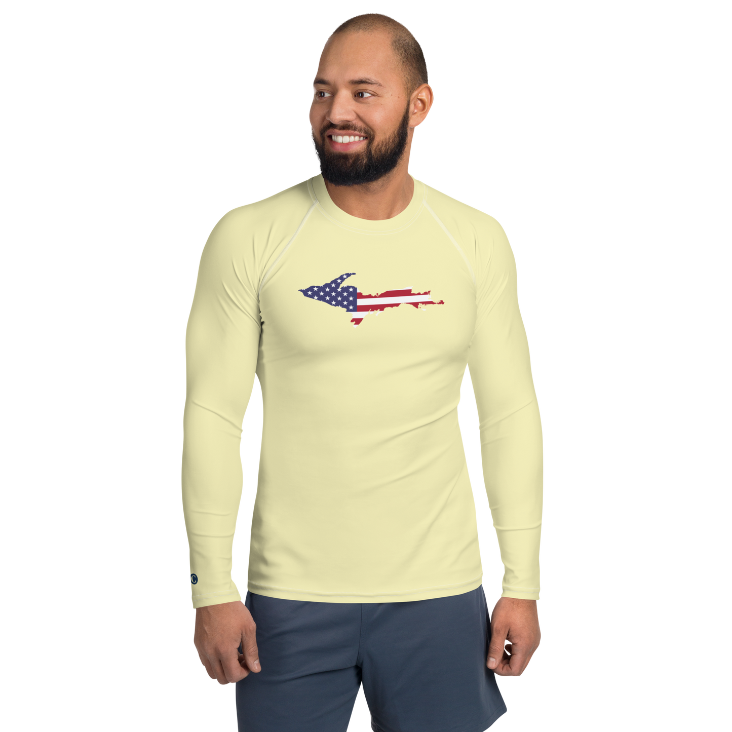 Michigan Upper Peninsula Rash Guard (w/ UP USA Flag) | Men's - Canary Yellow